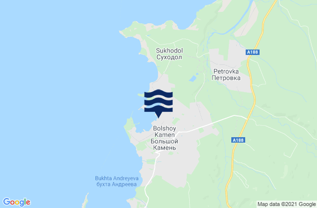 Mapa da tábua de marés em Bol’shoy Kamen’, Russia