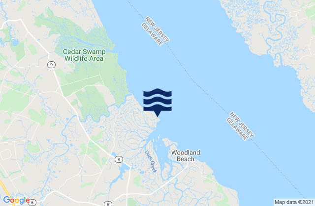 Mapa da tábua de marés em Bombay Hook, United States