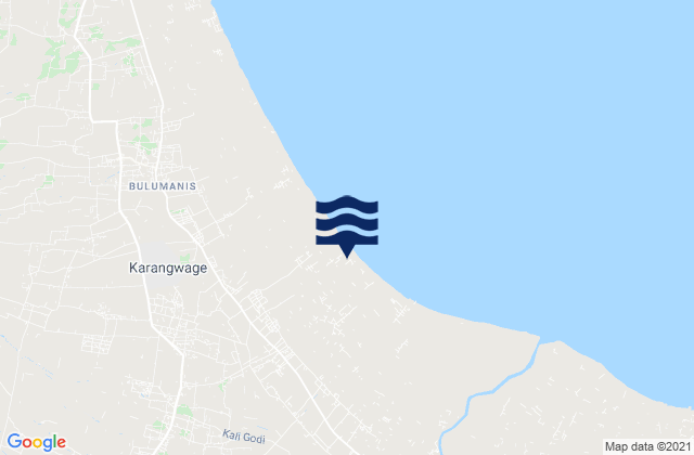 Mapa da tábua de marés em Bonagung, Indonesia