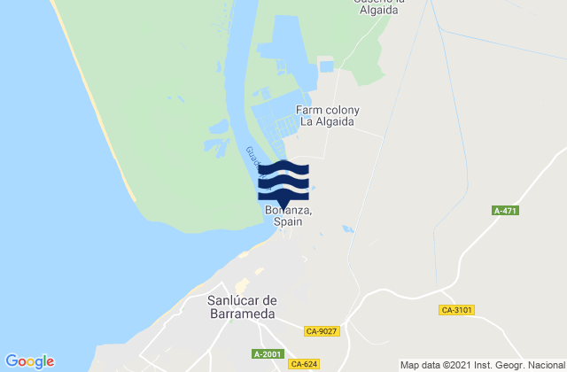 Mapa da tábua de marés em Bonanza, Spain