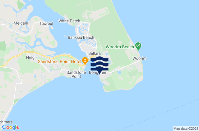 Mapa da tábua de marés em Bongaree, Australia