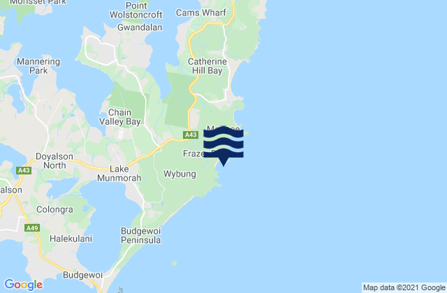 Mapa da tábua de marés em Bongon Beach, Australia