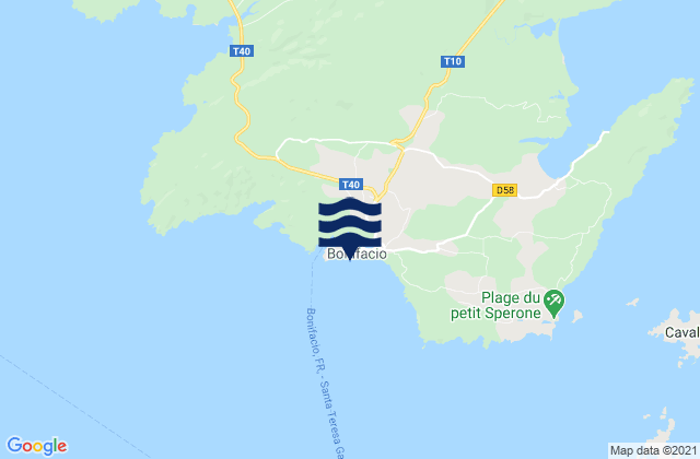 Mapa da tábua de marés em Bonifacio, France