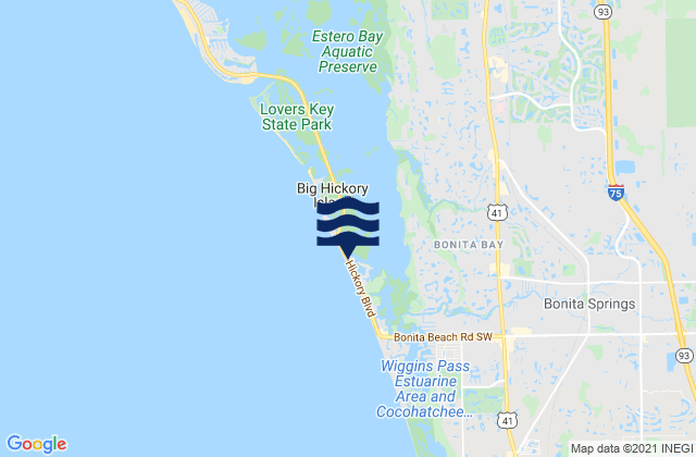 Mapa da tábua de marés em Bonita Beach, United States