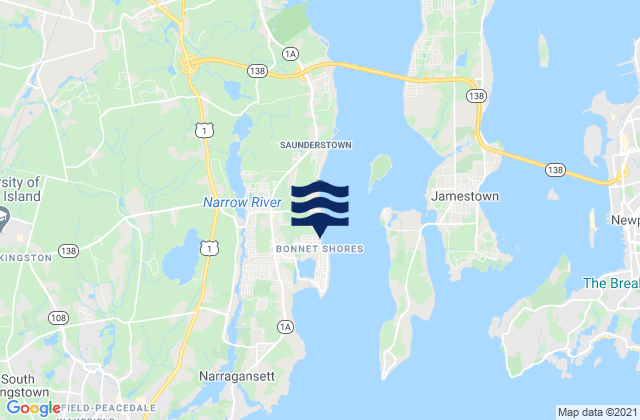 Mapa da tábua de marés em Bonnet Shores Point, United States