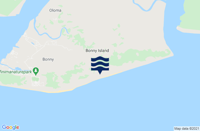 Mapa da tábua de marés em Bonny, Nigeria