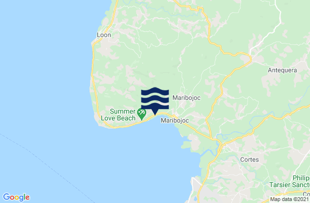 Mapa da tábua de marés em Bood, Philippines