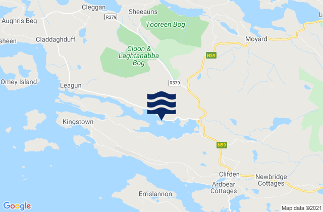 Mapa da tábua de marés em Boolard Island, Ireland