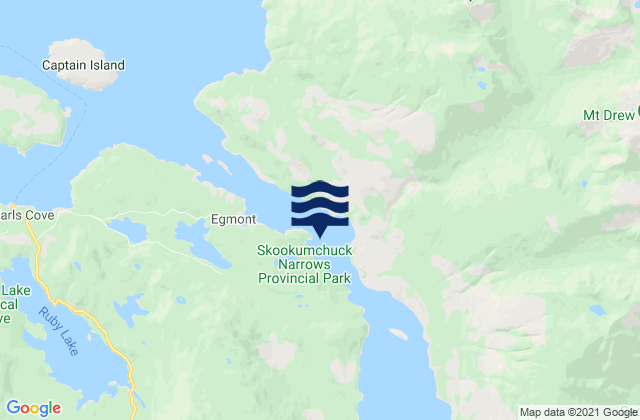 Mapa da tábua de marés em Boom Islet, Canada