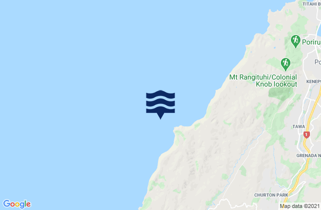 Mapa da tábua de marés em Boom Rock, New Zealand