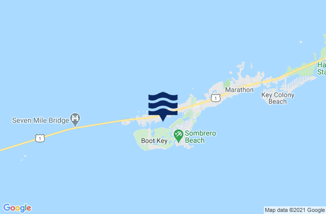 Mapa da tábua de marés em Boot Key Harbor, United States