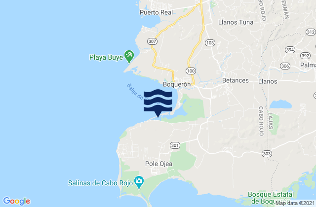 Mapa da tábua de marés em Boquerón Barrio, Puerto Rico