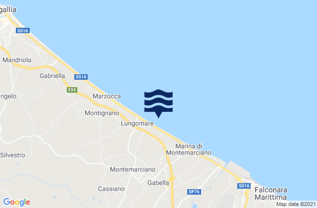 Mapa da tábua de marés em Borghetto, Italy