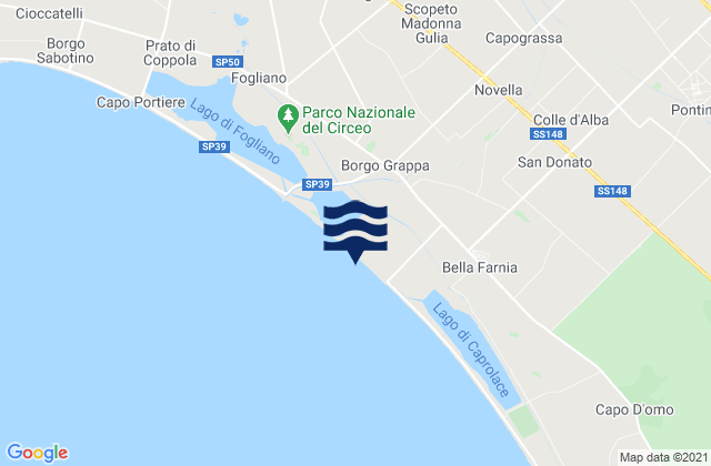 Mapa da tábua de marés em Borgo Grappa, Italy