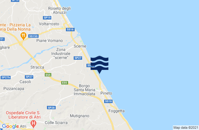 Mapa da tábua de marés em Borgo Santa Maria Immacolata, Italy
