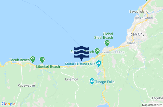 Mapa da tábua de marés em Boroon, Philippines