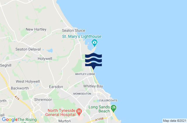 Mapa da tábua de marés em Borough of North Tyneside, United Kingdom