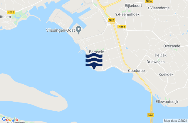 Mapa da tábua de marés em Borssele, Netherlands