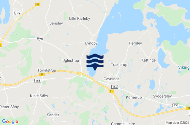 Mapa da tábua de marés em Borup, Denmark