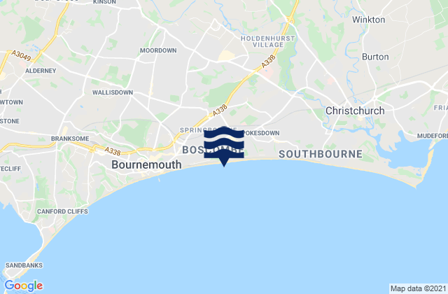Mapa da tábua de marés em Boscombe Pier, United Kingdom