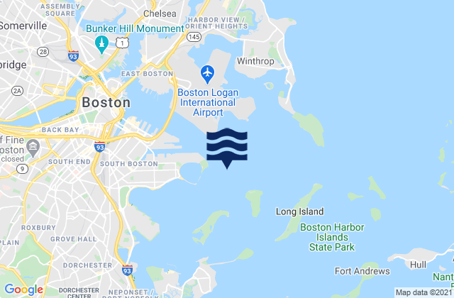 Mapa da tábua de marés em Boston Channel Light No.5, United States