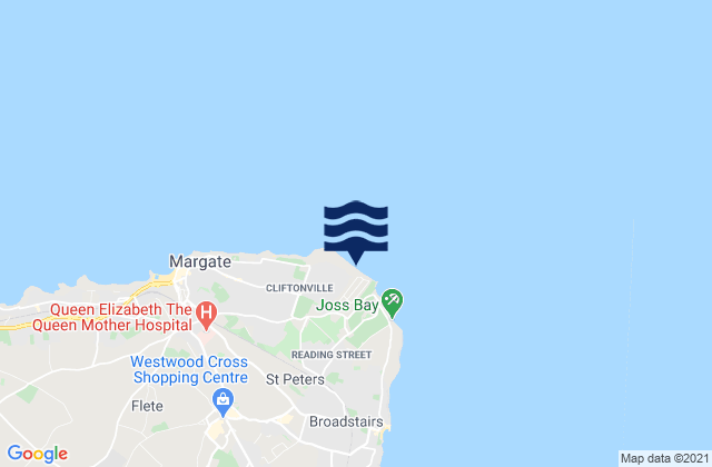 Mapa da tábua de marés em Botany Bay Beach, United Kingdom