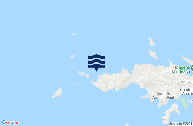 Mapa da tábua de marés em Botany Bay St. Thomas, U.S. Virgin Islands