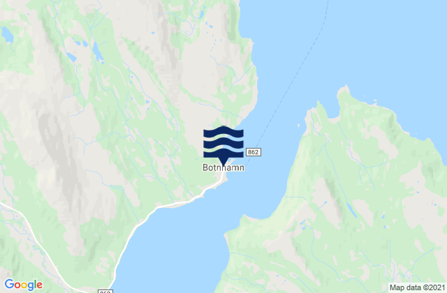 Mapa da tábua de marés em Botnhamn, Norway
