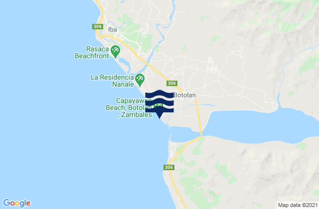 Mapa da tábua de marés em Botolan, Philippines