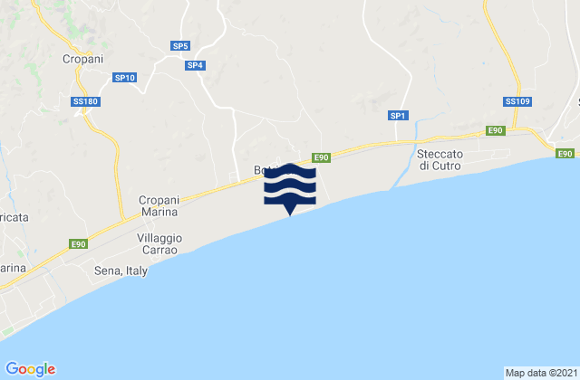 Mapa da tábua de marés em Botricello, Italy