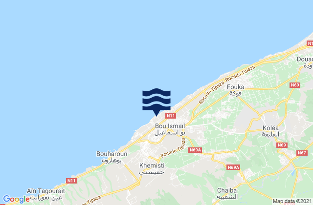 Mapa da tábua de marés em Bou Ismaïl, Algeria