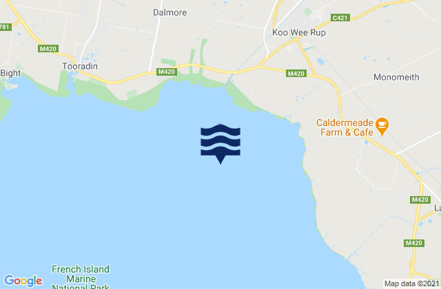 Mapa da tábua de marés em Bouchier Channel, Australia