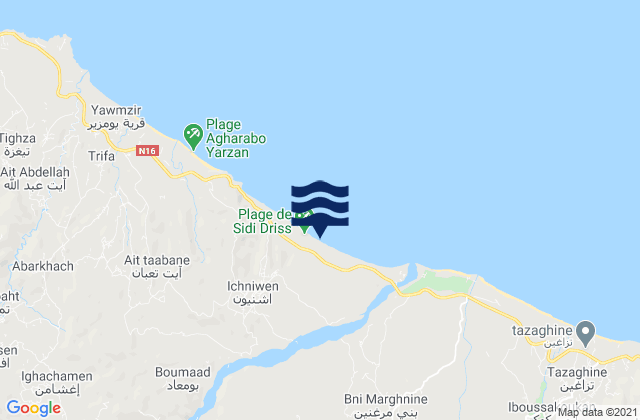 Mapa da tábua de marés em Boudinar, Morocco