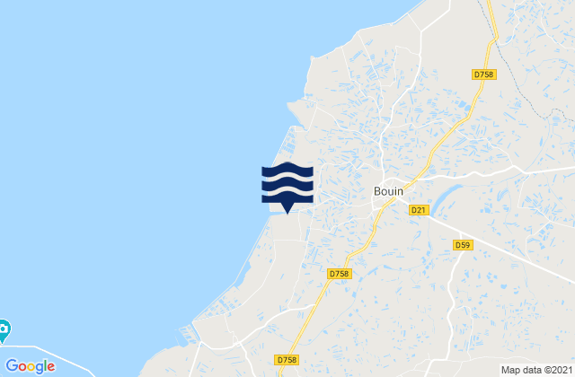 Mapa da tábua de marés em Bouin, France