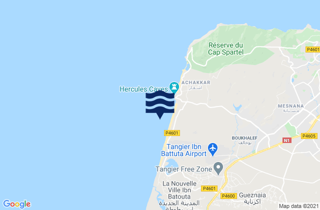 Mapa da tábua de marés em Boukhalef, Morocco