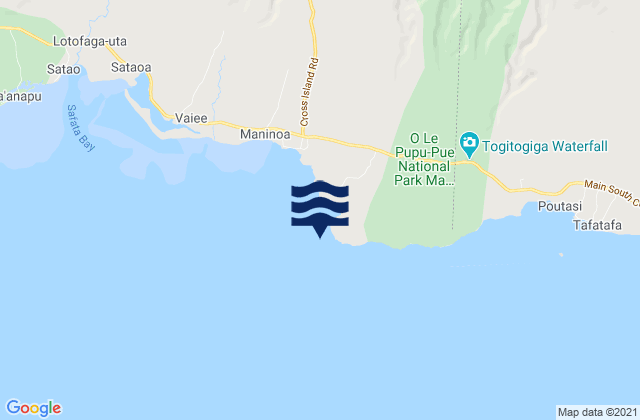 Mapa da tábua de marés em Boulders, Samoa