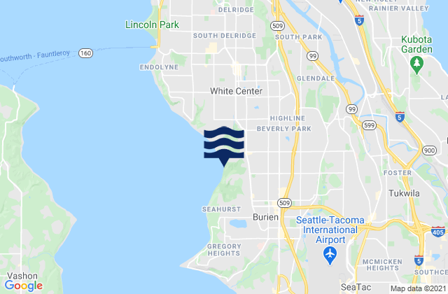 Mapa da tábua de marés em Boulevard Park, United States