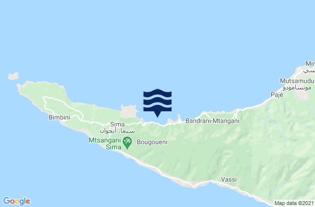 Mapa da tábua de marés em Boungouéni, Comoros