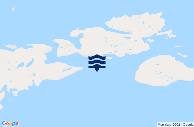Mapa da tábua de marés em Bouverie Islands, Canada