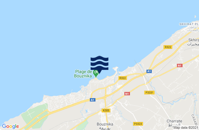 Mapa da tábua de marés em Bouznika, Morocco