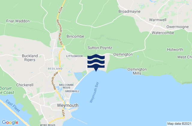 Mapa da tábua de marés em Bowleaze Cove Beach, United Kingdom
