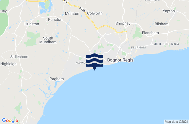 Mapa da tábua de marés em Boxgrove, United Kingdom