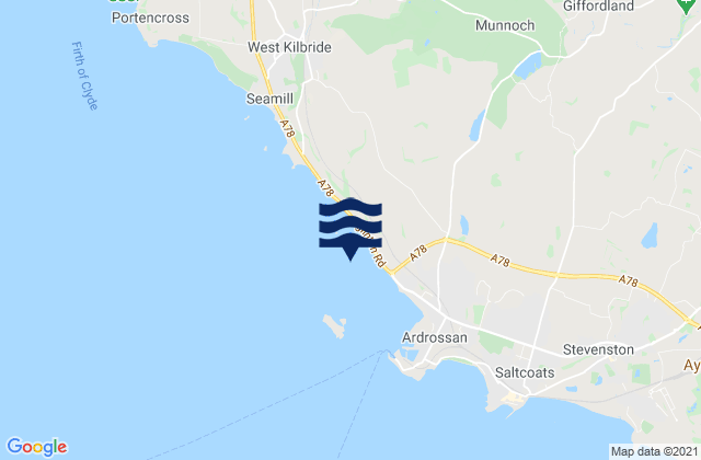 Mapa da tábua de marés em Boydston Beach, United Kingdom