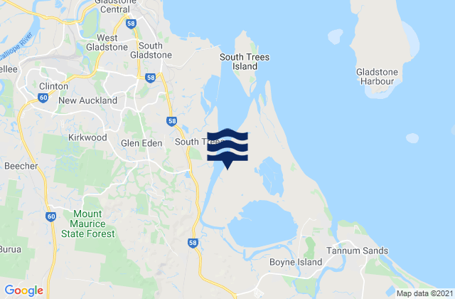 Mapa da tábua de marés em Boyne Island, Australia