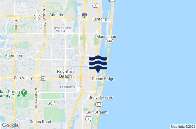Mapa da tábua de marés em Boynton Beach, United States