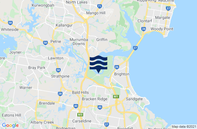 Mapa da tábua de marés em Bracken Ridge, Australia