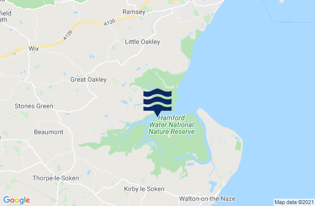 Mapa da tábua de marés em Bramble Creek, United Kingdom