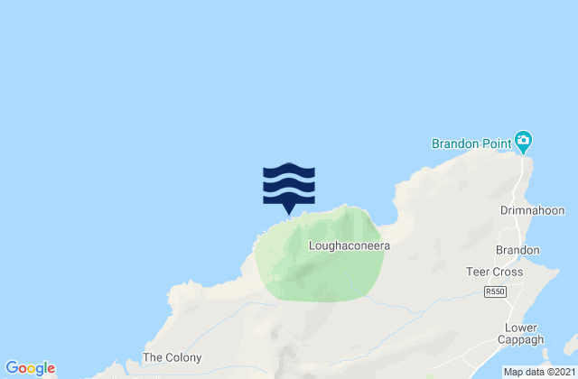 Mapa da tábua de marés em Brandon Head, Ireland
