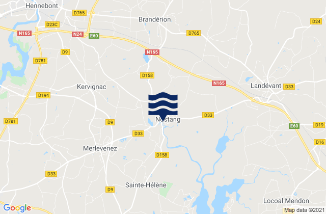 Mapa da tábua de marés em Brandérion, France