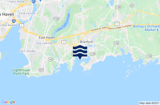 Mapa da tábua de marés em Branford Harbor, United States